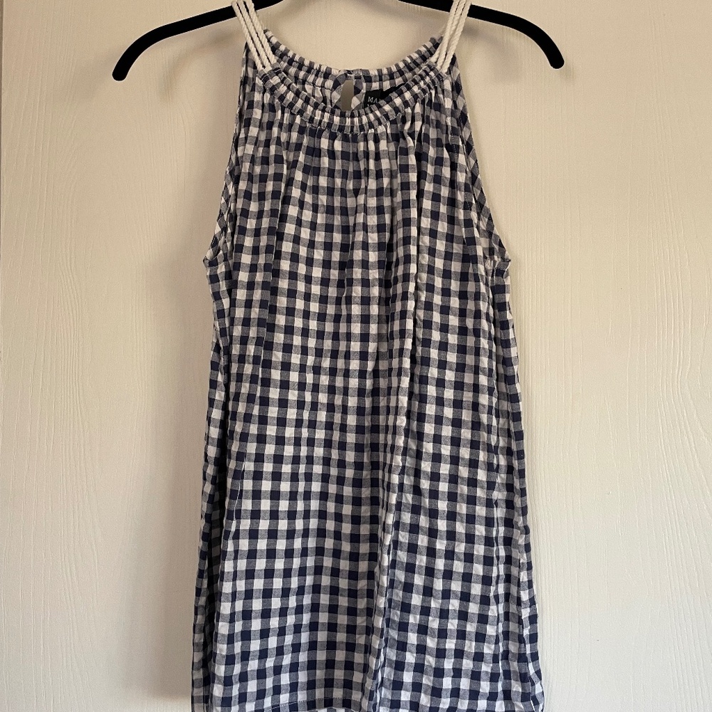 Madison Mathews Navy Gingham Tank